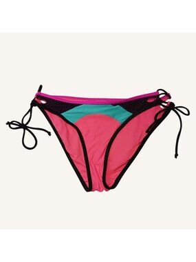 Body Glove Colorblock Triangle Bikini Bottom With Adjustable Ties Pink Black